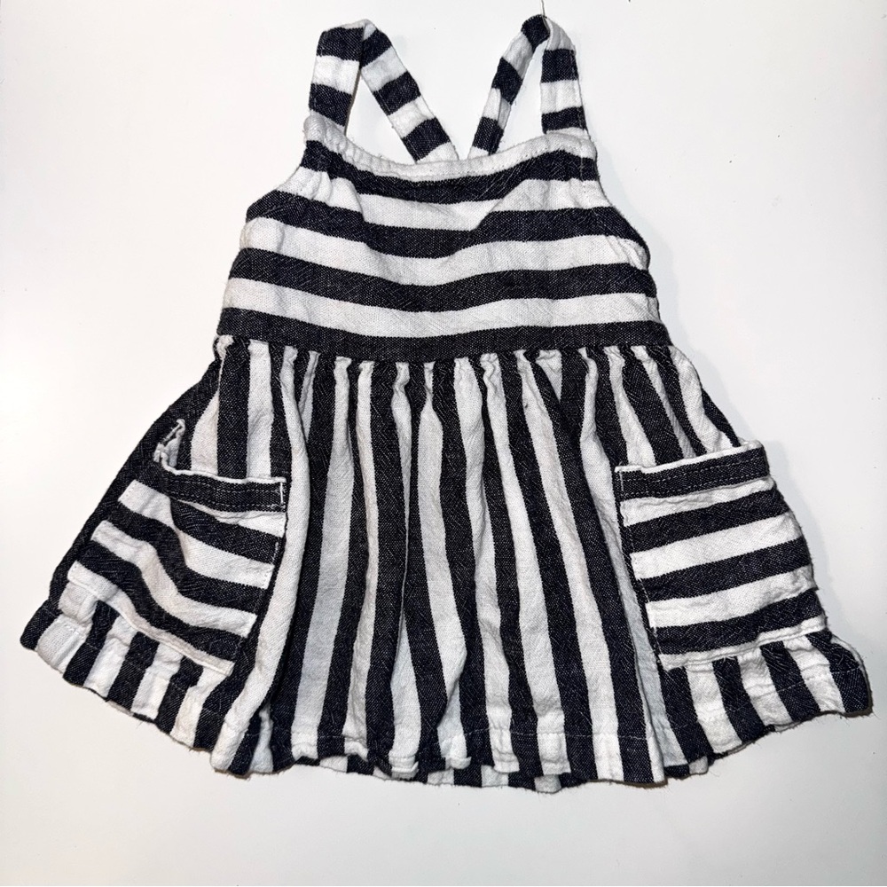 Carter's Gray and White Striped Linen Baby Dress 3mo